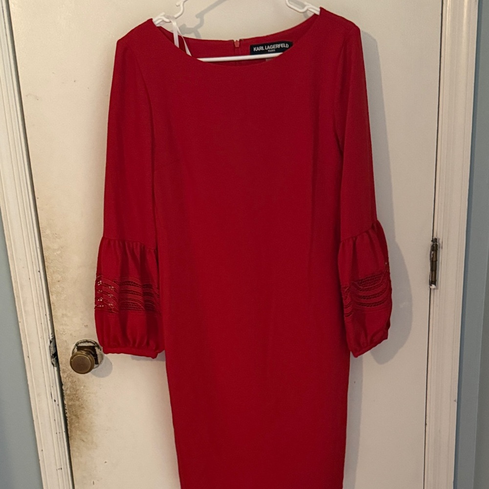 Karl Lagerfeld Vibrant Red Long Sleeve Dress